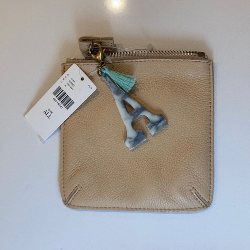 Anthropologie Leather Bag. Letter A Monogram. Pouch measures about 5 x 5 inches.
